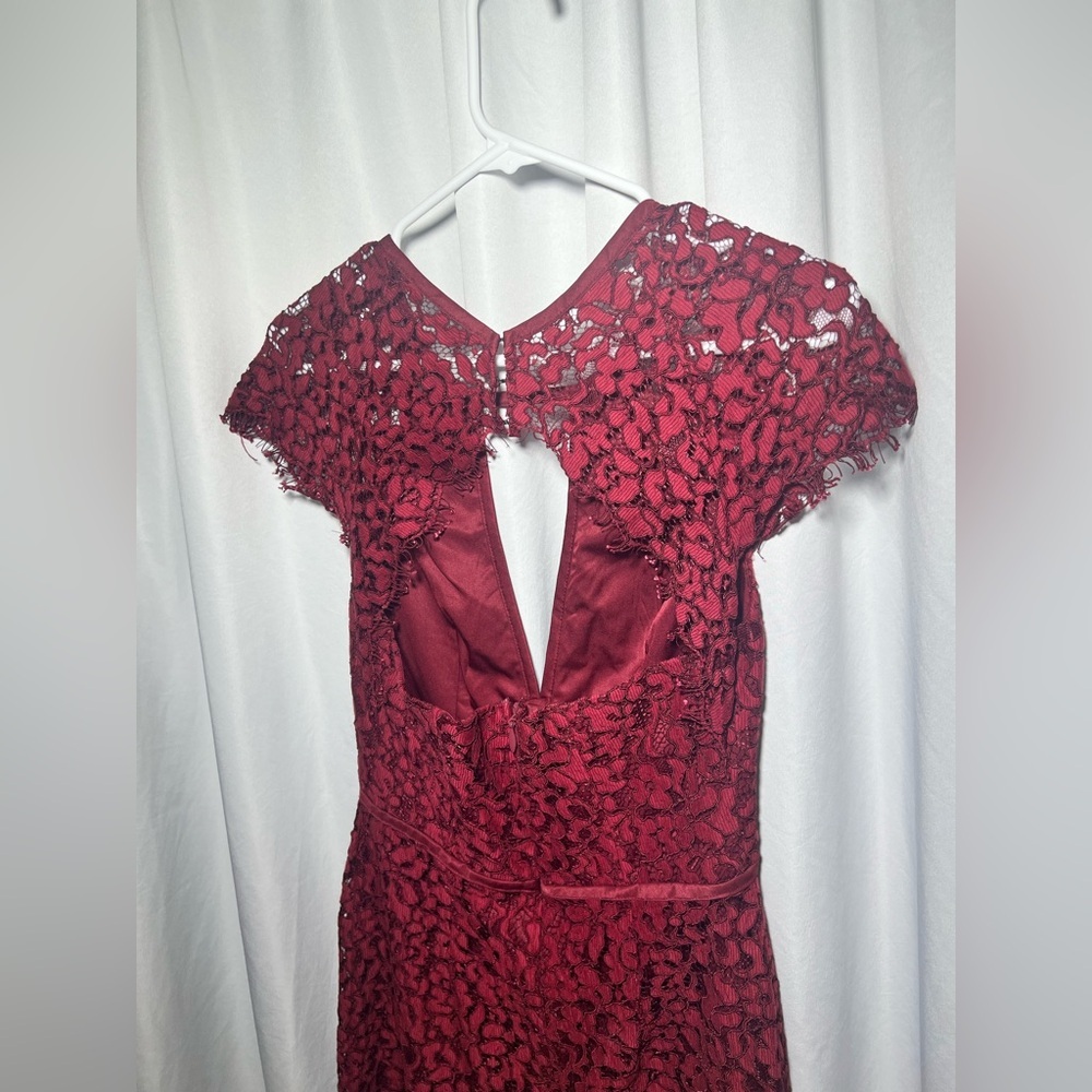 Harlyn Burgundy place Cap Sleeve Dress | S - Picture 10 of 12